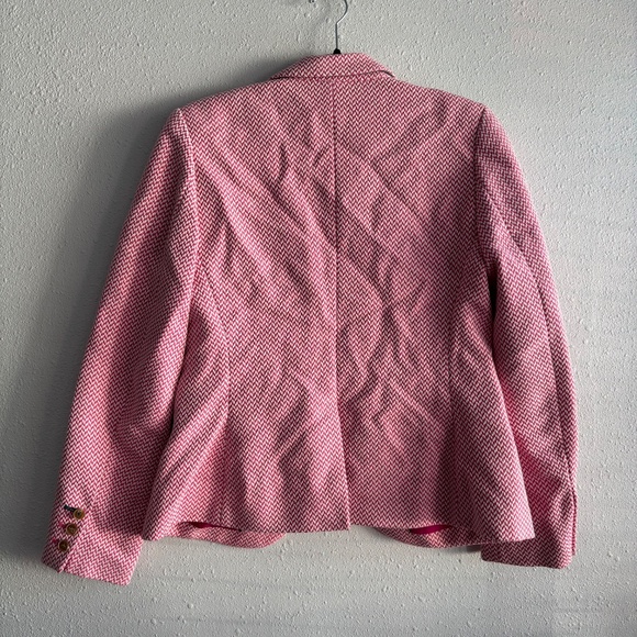 Boden Pink/White Cotton Blend Two Button Tweed Blazer Jacket - Picture 7 of 7